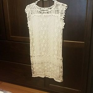 Mini boho pompom detail sheath dress nwot